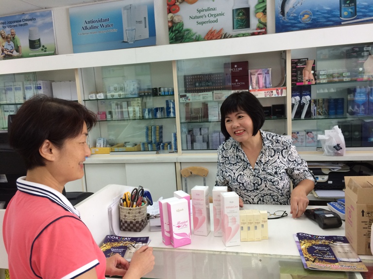 One of my regular customers buying the vaginal health products - herbal vaginal washes and vaginal tightening gel. My shop has been in operation since 1994